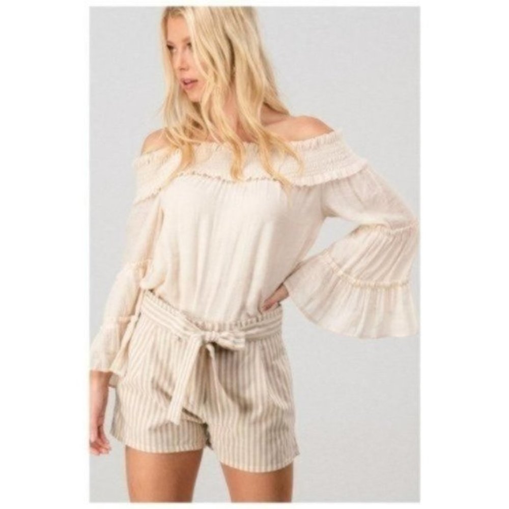 🆕 Linen Stripe Shorts with Belt